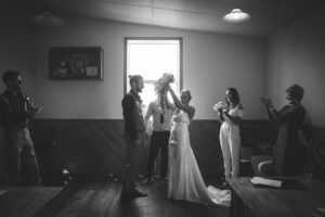 Bride and Groom celebrate after saying their vows