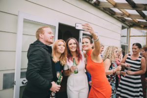 Guests taking a selfie at Kieran and Kates Wedding