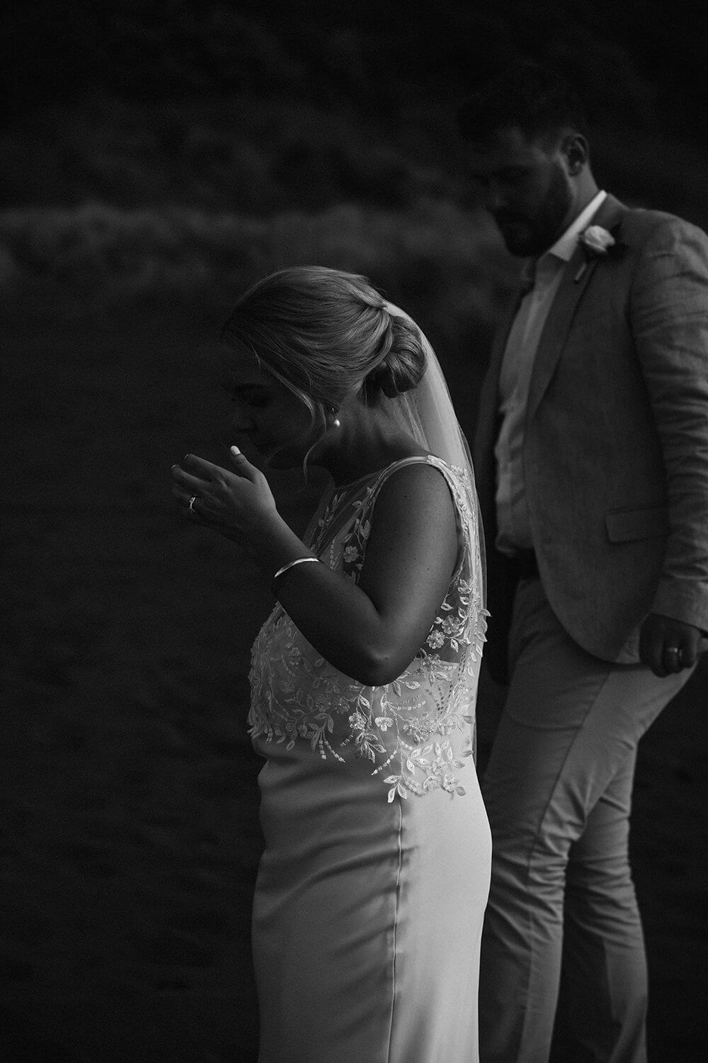 Bride and Groom walking back Ahu Ahu Beach Villas